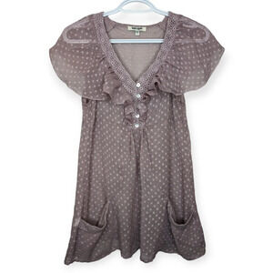 Vintage Daniel Rainn Y2K Purple Sheer Lace Butterfly Sleeve Women Small